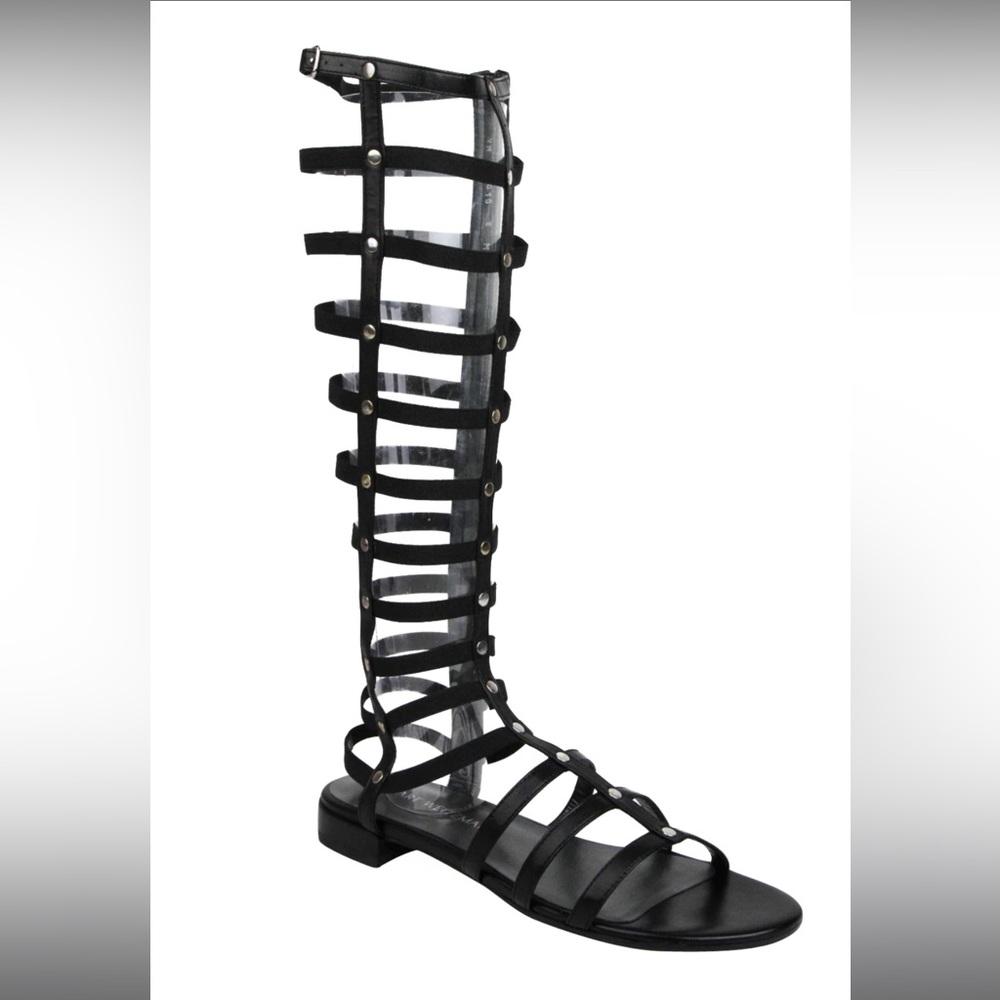 Stuart Weitzman Gladiator Sandal Black Nappa Size 7.5